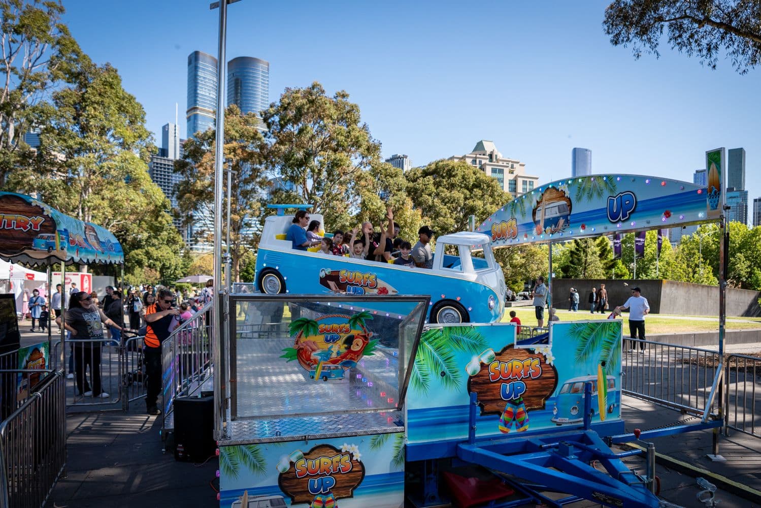 Families and children enjoying activities at the Italian Festa